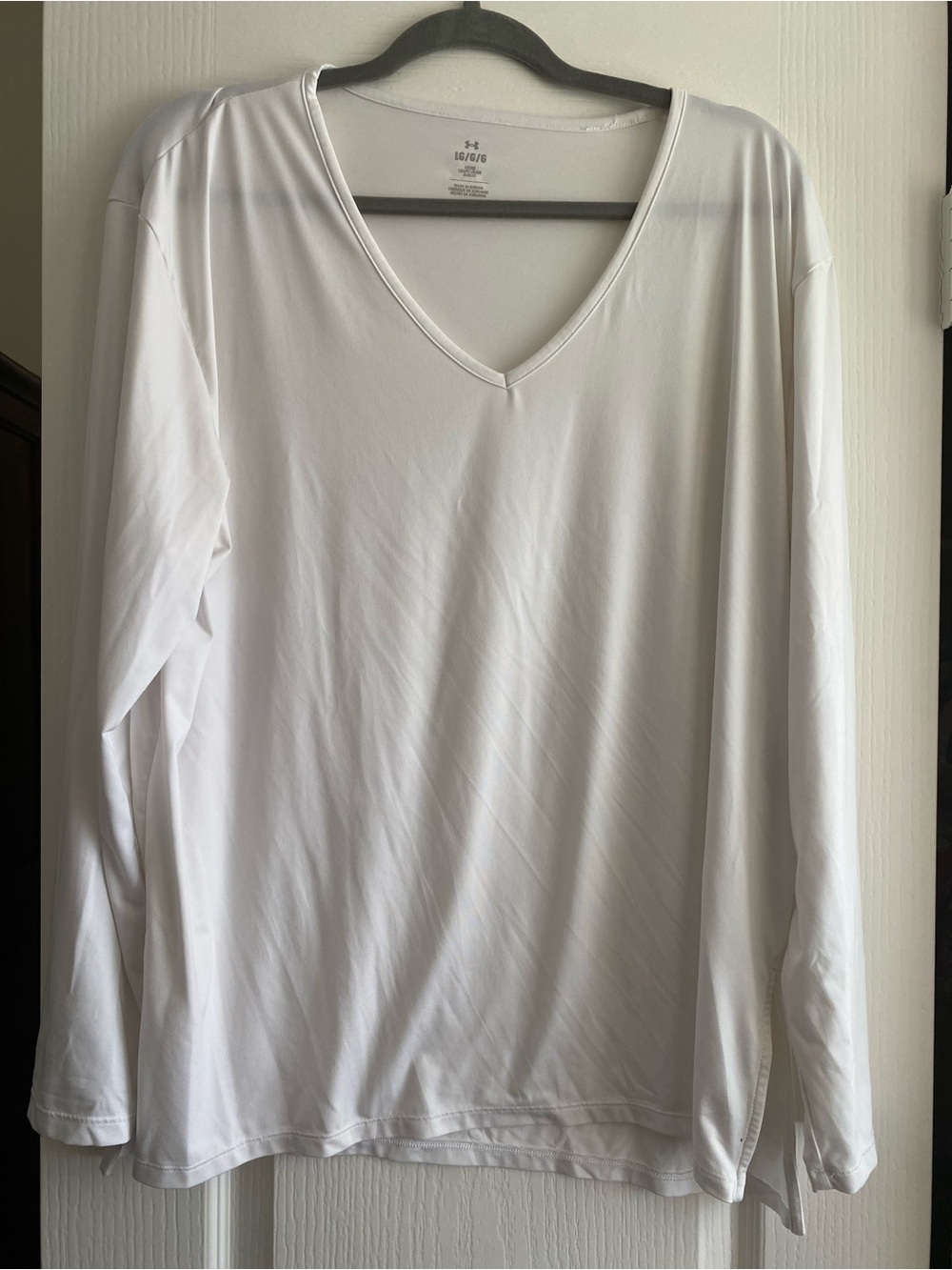Under Armour White V-Neck Long Sleeve Performance Top